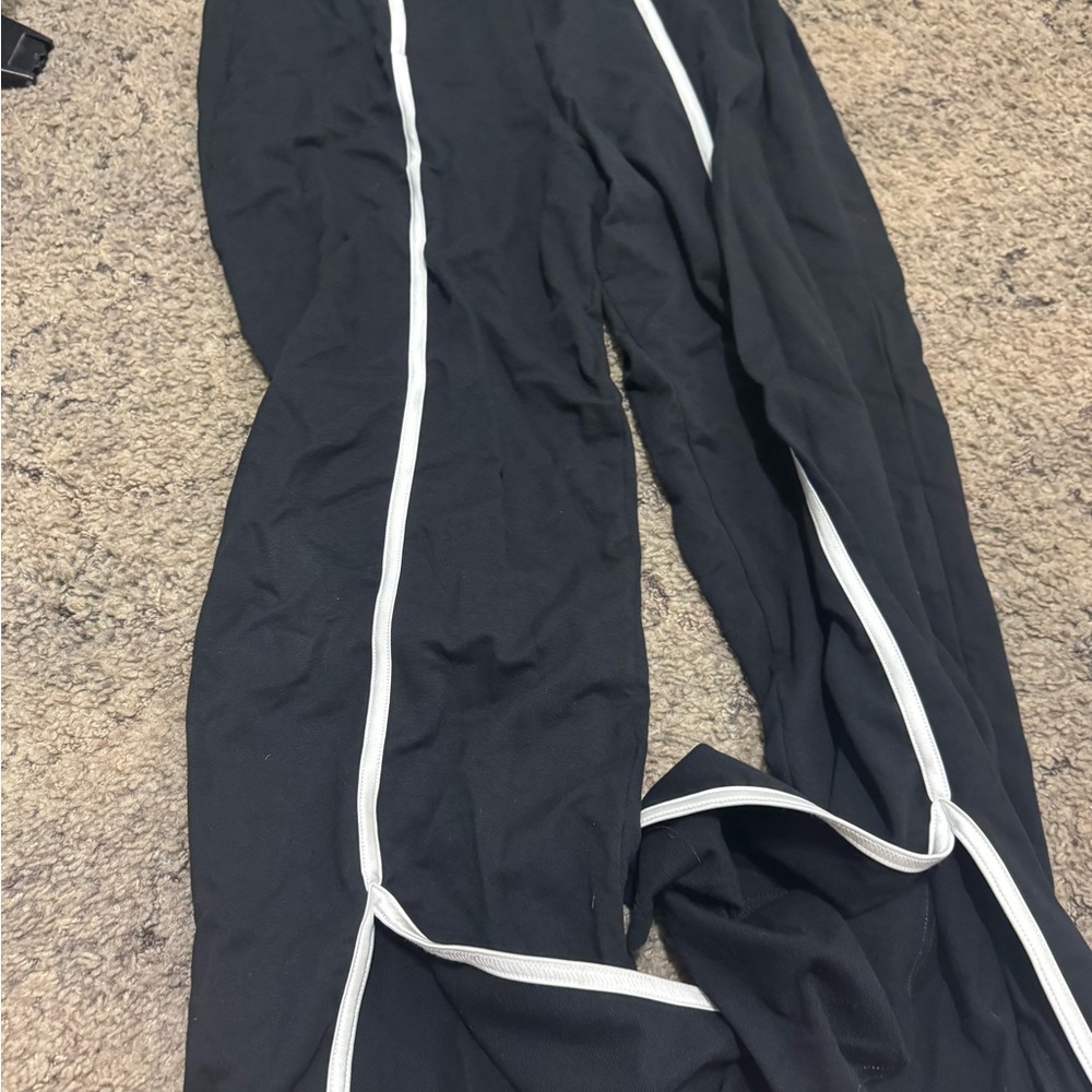 Black Pants w/ White Trim, Slit In Bottom of pants XL